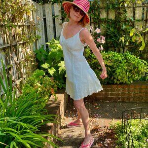 Sweet & Swingy Blue Linen Summer Dress by FLAX